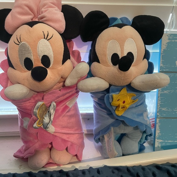 Disney Other - Disney Babies Minnie Mouse & Mickey Mouse Soft plush 14" with Blanket